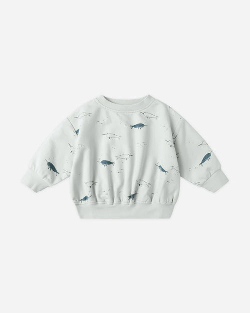 Quincy Mae Relaxed Fleece Sweatshirt - Narwhals