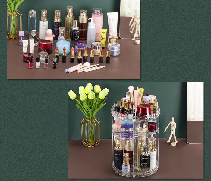 Rotating makeup organizer