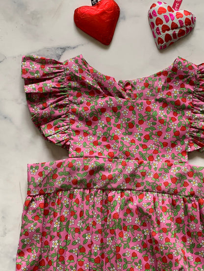 Strawberry Pinafore Romper - Love Sam