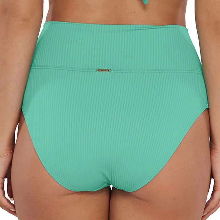 Sunsets Hannah High Waist Bikini Bottom 33B Aqua Mist Sandbar Rib Back