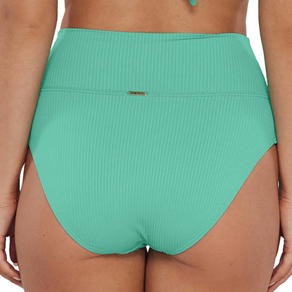 Sunsets Hannah High Waist Bikini Bottom 33B Aqua Mist Sandbar Rib Back