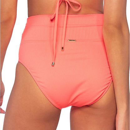Sunsets Hannah High Waist Bikini Bottom 33B Neon Coral Back