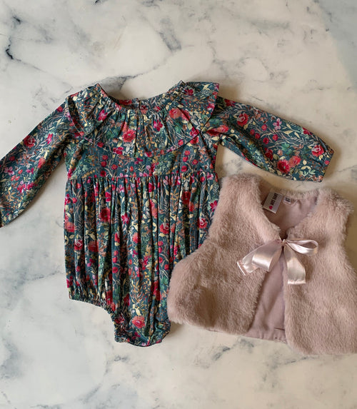 Teal and pink long sleeved Romper - Love Sam